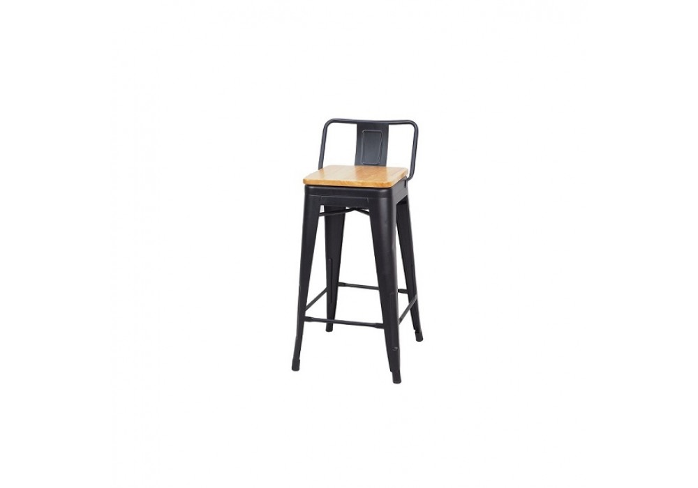 Tolix Bar Chair with Wooden Seat 
