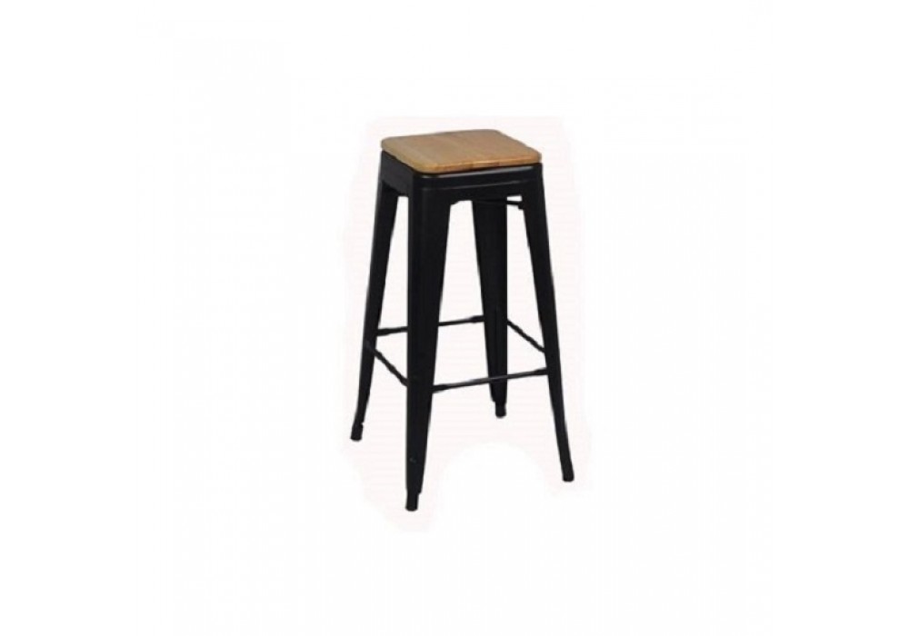 HK Tolix Bar Stool with Wooden Seat 