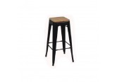 HK Tolix Bar Stool with Wooden Seat 