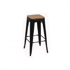 HK Tolix Bar Stool with Wooden Seat