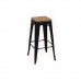 HK Tolix Bar Stool with Wooden Seat 